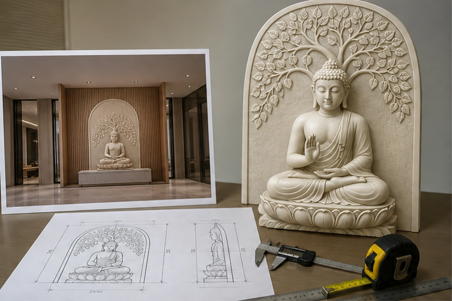 Mô hình tượng Phật theo yêu cầu cho decor dự án
